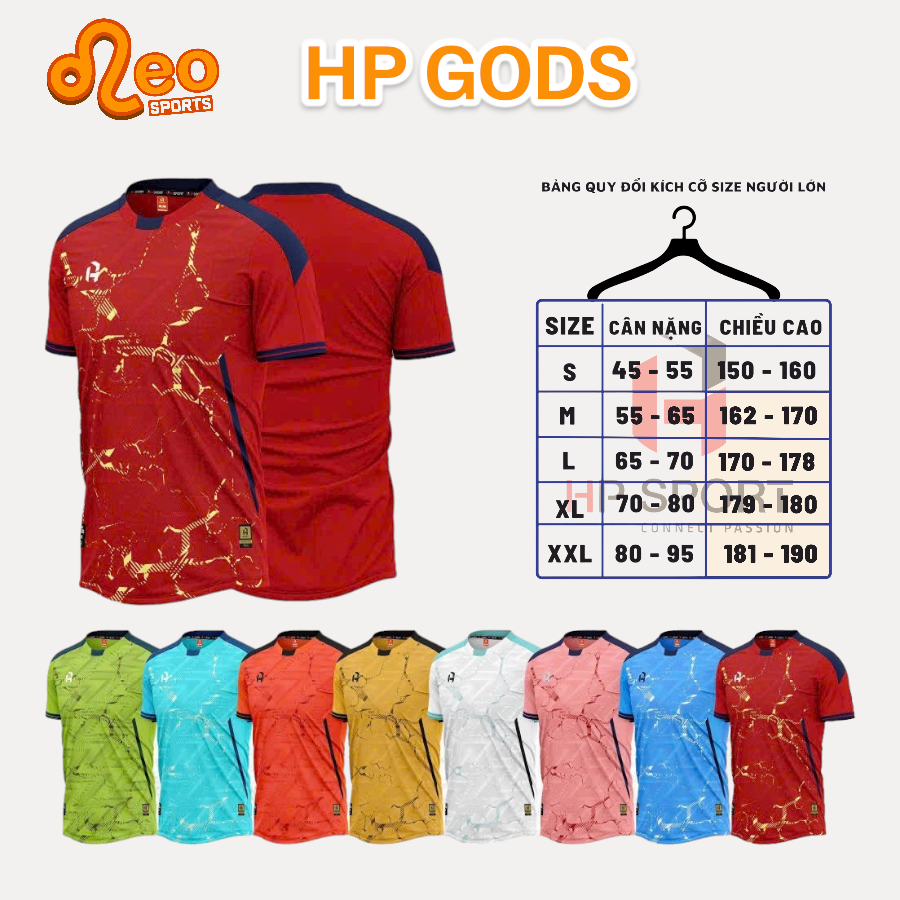 Bộ Quần Áo Bóng Đá Không Logo HP Sport Gods, Chất Vải Poly Chống Nhăn, Thoát Nhiệt