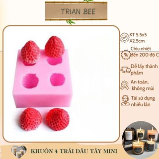 khuôn silicon hình quả dâu tây mini, chịu nhiệt tốt, không mùi, khuôn tạo hình Trian Bee