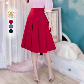 Chân váy xếp li xòe ngang gối nhiều màu 5 size CHUU CV5024