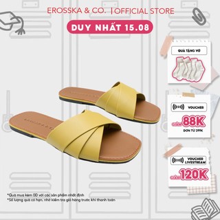 Dép nữ thời trang đế bằng Erosska quai ngang màu vàng _ DE051