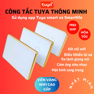Công Tắc Thông Minh Wifi Tuya Smartlife 1,2,3,4 Nút Có RF433 Cảm Ứng, Hẹn Giờ Điều Khiển Từ Xa Cao Cấp Chữ Nhật