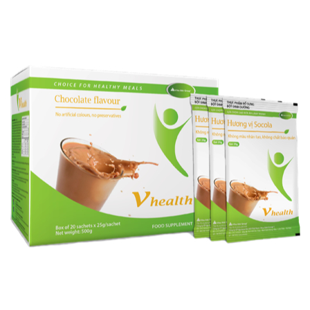 Bữa ăn dinh dưỡng vhealth vị socola vinalink group – 20 gói/hộp – 25 gr/gói
