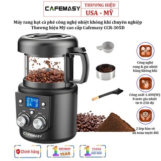 Máy rang hạt cà phê gia đình cao cấp cafemasy ccr-305d, 1400w, không khí nóng