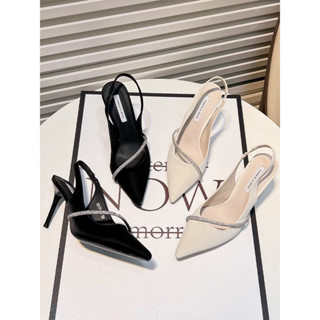  Giày cao gót chất da tuyết nhung mũi nhọn giày nữ 7-9cm phối quai đá nhẹ nhàng sang chảnh mã C58 