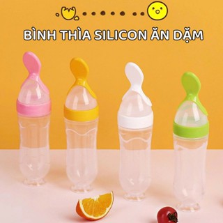 Bình thìa silicone mềm tập ăn dặm , đồ ăn xay nhuyễn cho bé dung tích 90ml