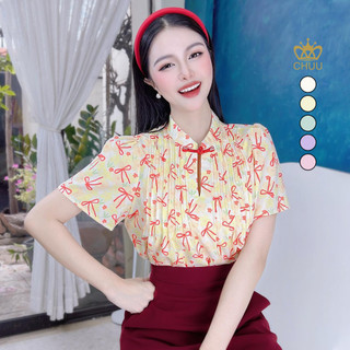 Áo sơ mi nữ nút tàu xếp li lưng form babydoll CHUU A9002.1631