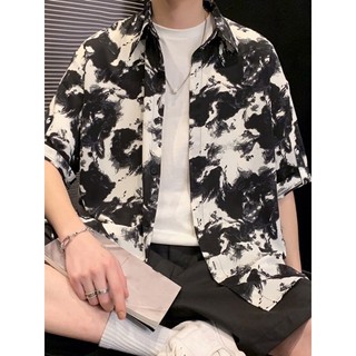  Áo sơ mi Nam Ngắn Tay form rộng Hàn Quốc hoạ tiết trẻ trung chất vải lụa Hàn mềm mịn cao cấp 