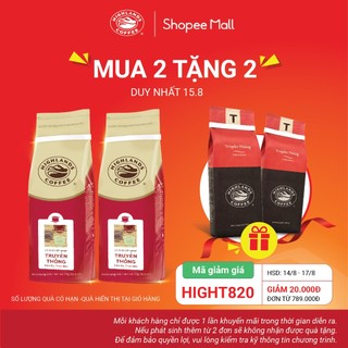 Mua 2 tặng 2 - Combo 2 Cà Phê Bột Truyền Thống Highlands Coffee 1kg tặng 2 gói 200gr (quà tại giỏ hàng) nguyên chất 100%