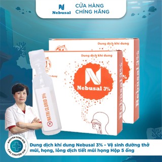Dung dịch khí dung Nebusal 3% - Vệ sinh đường thở mũi, họng, lỏng dịch tiết Hộp 5 ống