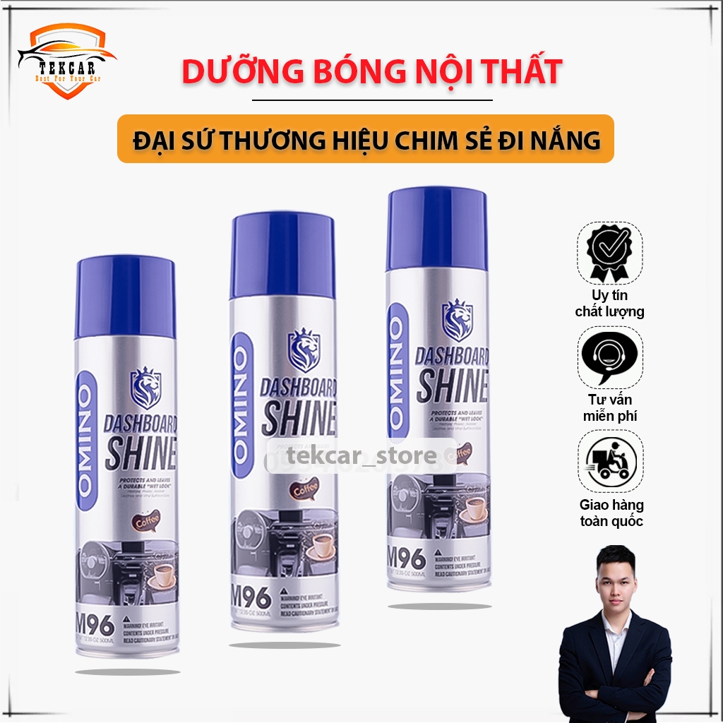 Bình xịt Dưỡng bóng da và nội thất Ô Tô Hương Cafe OMINO M96 500ml - Omino Vietnam