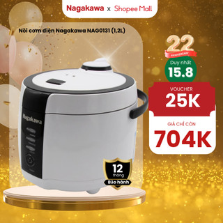 Nồi Cơm Điện Tử 1.2L NAGAKAWA NAG0131 500W 3 Chức Năng Nấu Cơm Nấu Cháo Giữ Ấm Phù Hợp Gia Đình 4 Người Bảo Hành 1 Năm