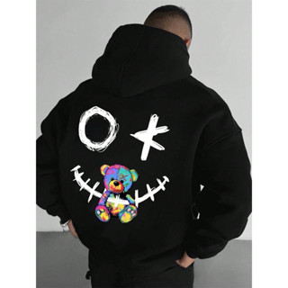  ÁO HOODIE UNISEX NAM NỮ FORM RỘNG MẶT CƯỜI GẤU CÓ BIGSIZE 35kg đến hơn 100kg vải nỉ dày mịn 