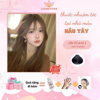 Thuốc nhuộm tóc màu NÂU TÂY không tẩy nhuộm tóc tại nhà tặng kèm oxy găng tay mũ ủ