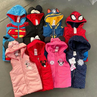 C6033 [12m-7y]  Áo phao gile bé trai,  bé gái xuất khẩu dư xịn hình spiderman mickey minnie X09-110 ghile phao