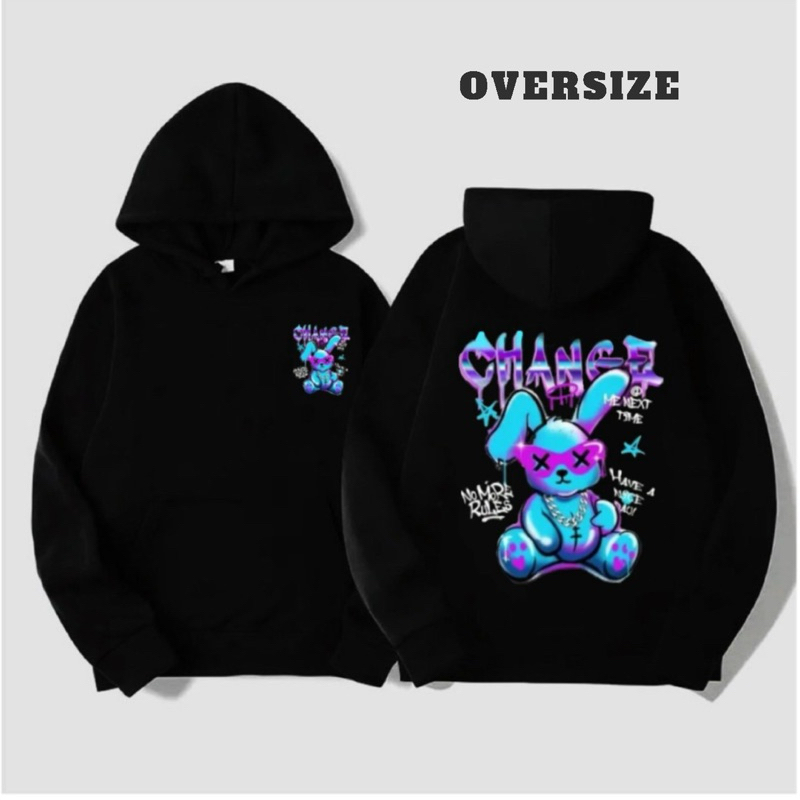 Áo Hoodie Oversize Thỏ Chance Nỉ Dày Form Rộng Unisex Có Bigsize S-4XL