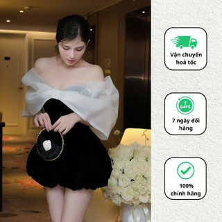 Jumpsuit bí nơ bản to trễ vai nhung sang chảnh đầm thiết kế đi chơi đi tiệc Minaca Clothing J7