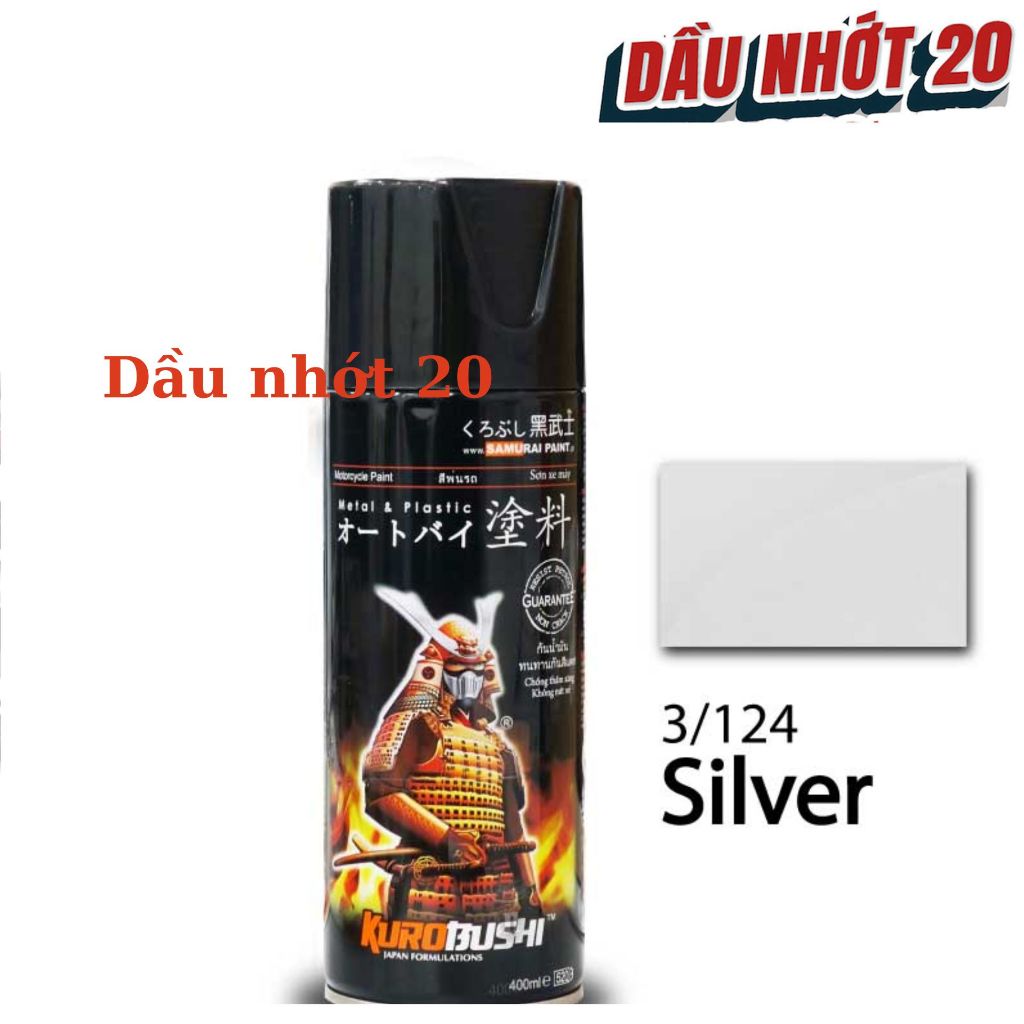 Samurai 124 sơn xịt sơn xe máy Samurai 3/124 màu bạc _ Silver