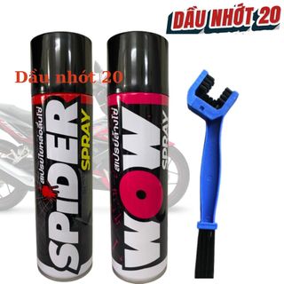 Combo vệ sinh sên Wow 600ml + dưỡng sên Spider 600ml kèm bàn chả chà sên