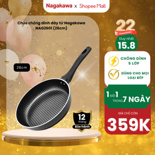 Chảo chống dính đáy từ Nagakawa NAG2601 - Sử dụng được với mọi loại bếp - Hàng chính hãng