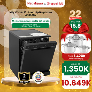 Máy rửa chén bát 14 bộ nagakawa nk13d02m 6 chế độ rửa sấy khô tiết kiệm điện - miễn phí lắp đặt - bảo hành 2 năm
