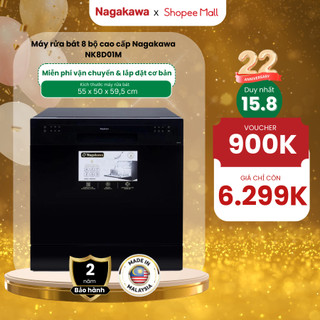 Miễn phí công lắp đặt - Máy rửa chén/ bát 8 bộ cao cấp Nagakawa NK8D61M - Bảo hành 2 năm tại nhà - Made in Malaysia