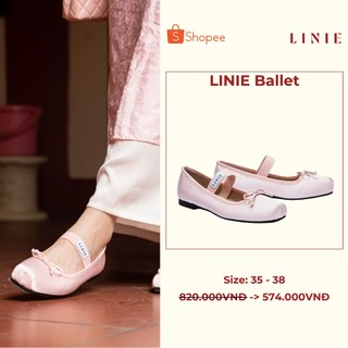 Giày búp bê nữ ballet mũi vuông đính nơ mềm mại, thoải mái di chuyển giày || linie j654-25