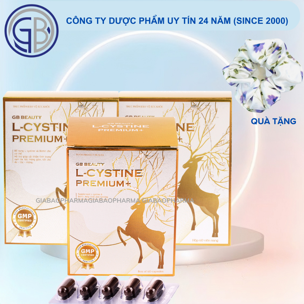 Combo 3 Viên uống GB BEAUTY L-CYSTINE PREMIUM+ hỗ trợ mọc tóc, làm đẹp da, cải thiện da tối màu, cấp ẩm, giảm lão hóa