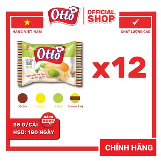 Combo 12 gói bánh trứng tươi custard otto nhân kem 35g | bánh ăn sáng | bánh mì tươi | đồ ăn vặt