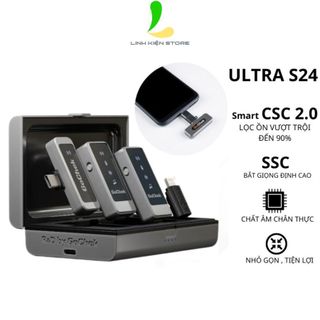 Micro thu âm không dây GoChek Ultra S24 /C02 Ultra - Micro ghi âm hỗ trợ điện thoại, âm thanh xịn xò