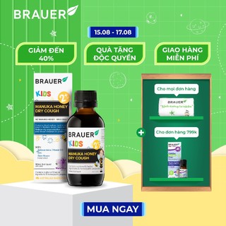Siro BRAUER Manuka Honey Dry Cough - Giảm Ho Khan cho trẻ 2 tuổi (100ml)