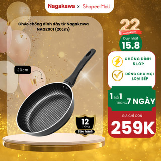 Chảo Chống Dính Bếp Từ 20cm NAGAKAWA NAG2001 Chất Liệu Nhôm Cao Cấp Có Đáy Từ Phù Hợp Nhiều Loại Bếp