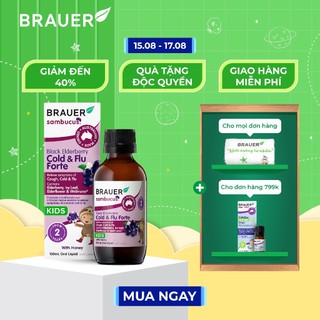 BRAUER BLACK ELDERBERRY COLD & FLU FORTE–Giảm các triệu chứng cảm cúm, cảm lạnh(100ML)