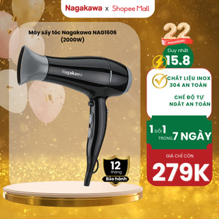 Máy sấy tóc Nagakawa NAG1606/NAG1604 (Đen-Xanh) - 2000W - Hàng chính hãng