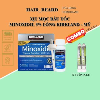 [ MẪU MỚI ] Minoxidil 5% Dạng Lỏng Mọc Râu Tóc Kirkland Mỹ (1 Hộp 6 lọ)