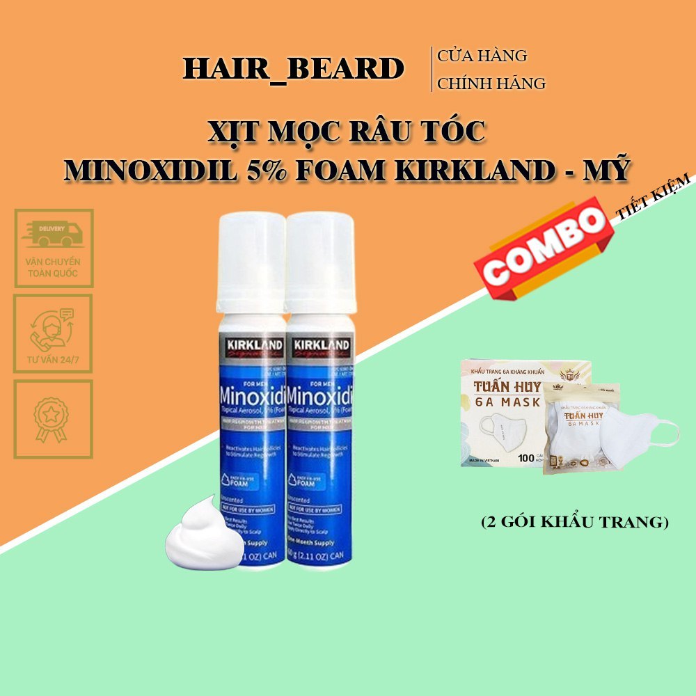 Mọc râu tóc Minoxidil 5% Kirkland Combo 2 lọ