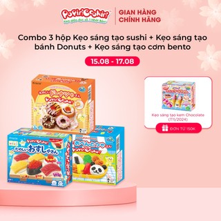 Combo 3 hộp kẹo Popin Cookin đồ chơi sáng tạo ăn được gồm: Bánh Donut + 2 hôp kẹo tự chọn chính hãng