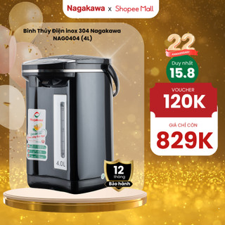 Bình Thuỷ Điện Đun Nước Nóng Giữ Nhiệt Di Động NAGAKAWA NAG0404 4L (4 Lít) Công Suất 750w, Inox 304, Bảo Hành 1 Năm