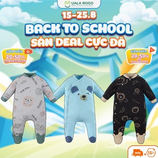 Bộ Bodysuit chùm chân liền thân Mompa Ualarogo 0-9 tháng vải sợi tre co giãn cúc giữa mềm mịn 311