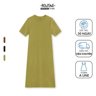 Đầm Midi Kiểu T- Routineshirt Tay Ngắn Trơn Form A Line - Routine 10S23DREW007