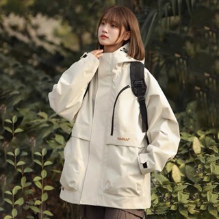  Áo khoác gió nam nữ unisex 2 lớp chống nước chống bụi - Áo khoác dù nam nữ form rộng khóa ngực 