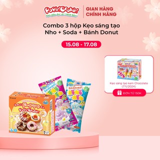 Combo 3 hộp kẹo Popin Cookin đồ chơi sáng tạo ăn được : Nho(Grape) + Soda + 1 hộp tự chọn chính hãng
