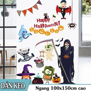COMBO DECAL DÁN TƯỜNG - Halloween hoạt hình kết hợp Xương Ma