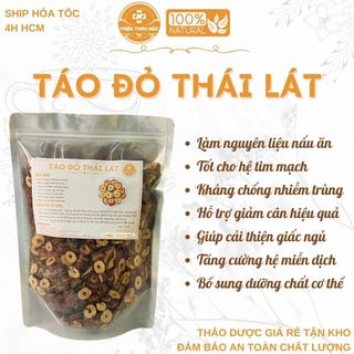 100g, 200g táo đỏ thái lát sấy khô - làm trà hoa, nấu ăn, hỗ trợ tim mạch, an thần