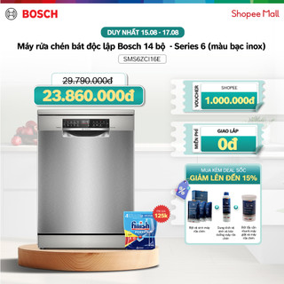 Máy rửa chén độc lập 14 bộ bosch sms6zci16e - series 6 - hàng chính hãng