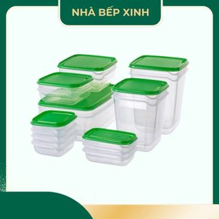  Set 17 hộp nhựa đựng thực phẩm hộp nhựa cao cấp trong suốt có nắp bảo quản tủ lạnh - Nhà Bếp Xinh 