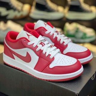Giày thể thao Sneaker nam nữ Jordan 1 Low trắng đỏ cực hot, JD 1 Low Gym Red White Cổ Thấp Full BOX+BILL