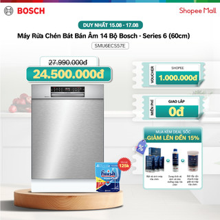 [Nhập ELJBP158 giảm 8% đến 1TR] Máy Rửa Chén Bát Bán Âm 14 Bộ Bosch SMU6ECS57E - Series 6 (60cm) - Hàng chính hãng