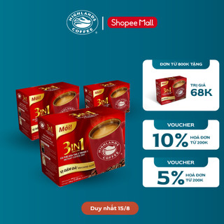 Combo 3 hộp cà phê hoà tan 3in1 highlands coffee -