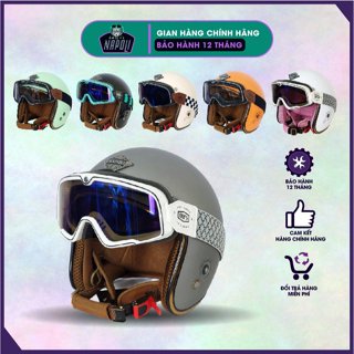 Mũ bảo hiểm 3/4 Napoli nón phượt 3/4 đầu kèm kính bảo hộ cao cấp nhiều màu cho cả nam và nữ
