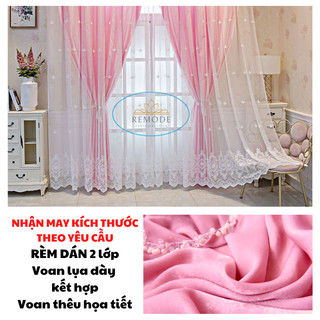 Rèm VOAN THÊU 1 lớp, 2 lớp, rèm cửa dán tường, treo thanh trang trí décor phòng khách phòng ngủ. MAY THEO YÊU CẦU